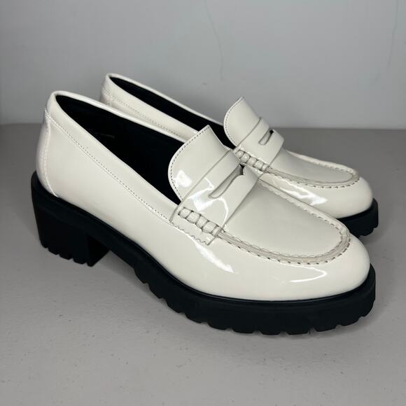Lane Bryant White Patent Lug Sole Loafers Size 9W - Picture 2 of 11